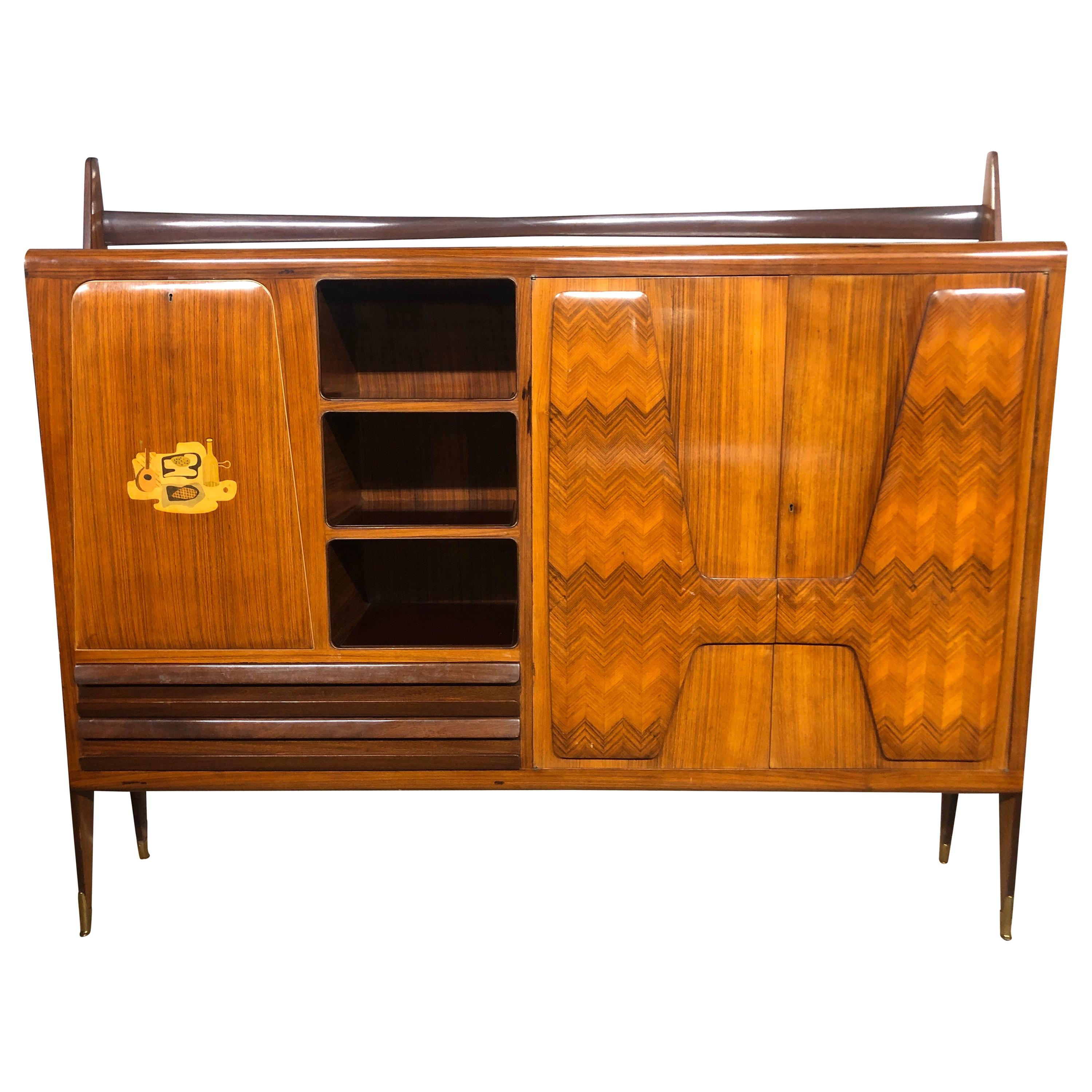 20th Century Italian Wood Modern Afrormosia Cabinets Vittorio Dassi, 1950 For Sale