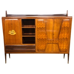 Retro 20th Century Italian Wood Modern Afrormosia Cabinets Vittorio Dassi, 1950