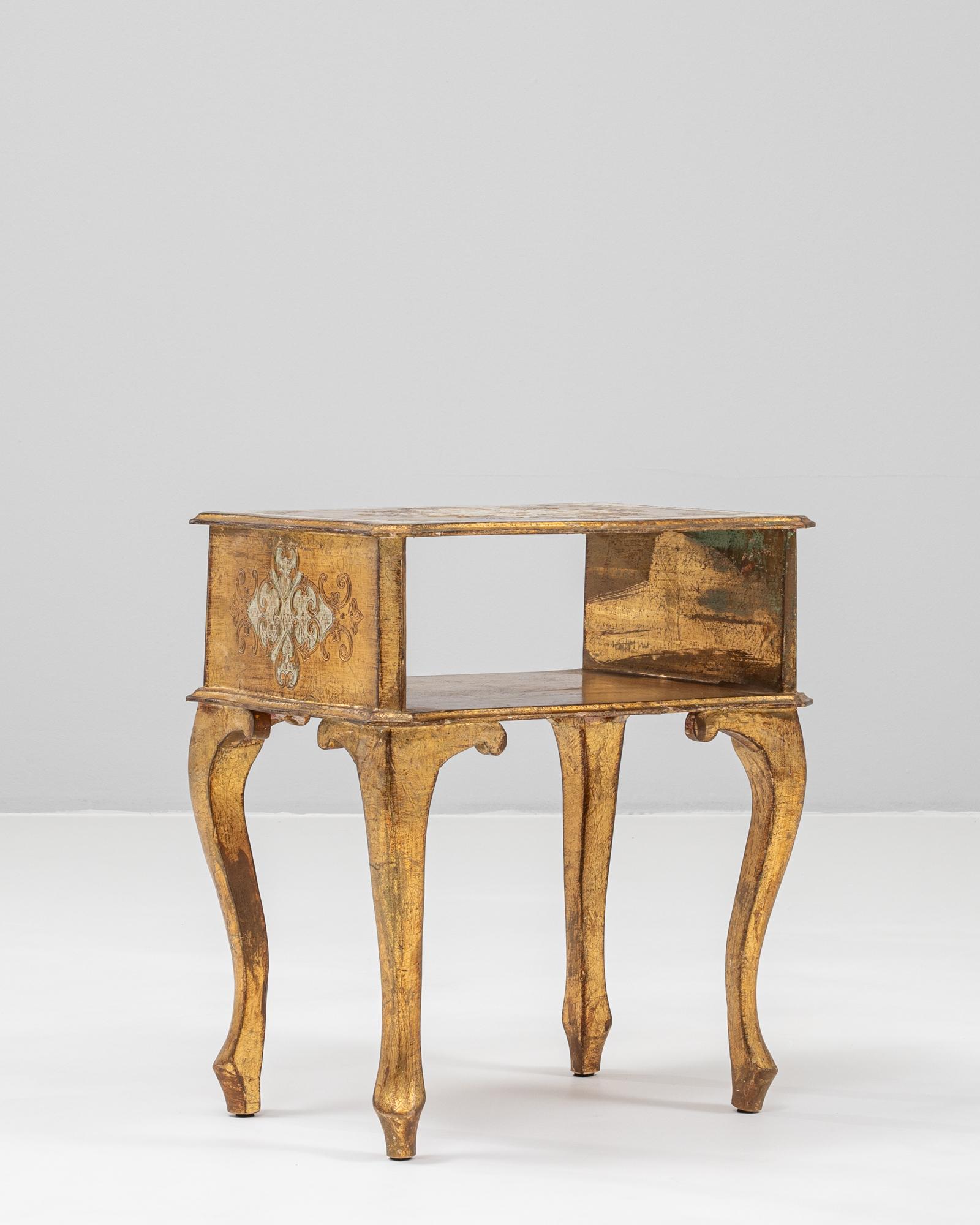 20th Century Italian Wood Patinated Bedside Table For Sale 3