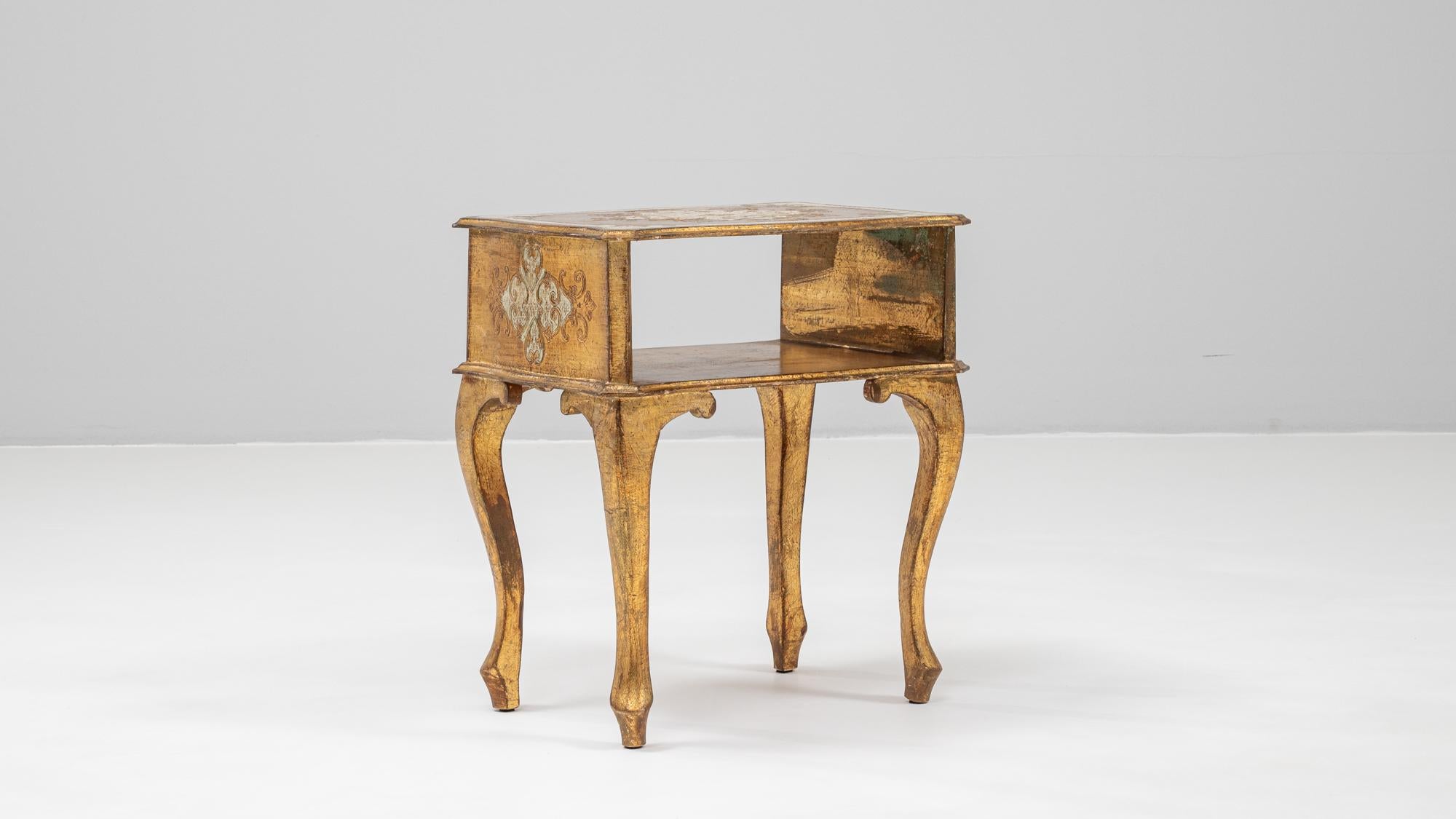 20th Century Italian Wood Patinated Bedside Table For Sale 4