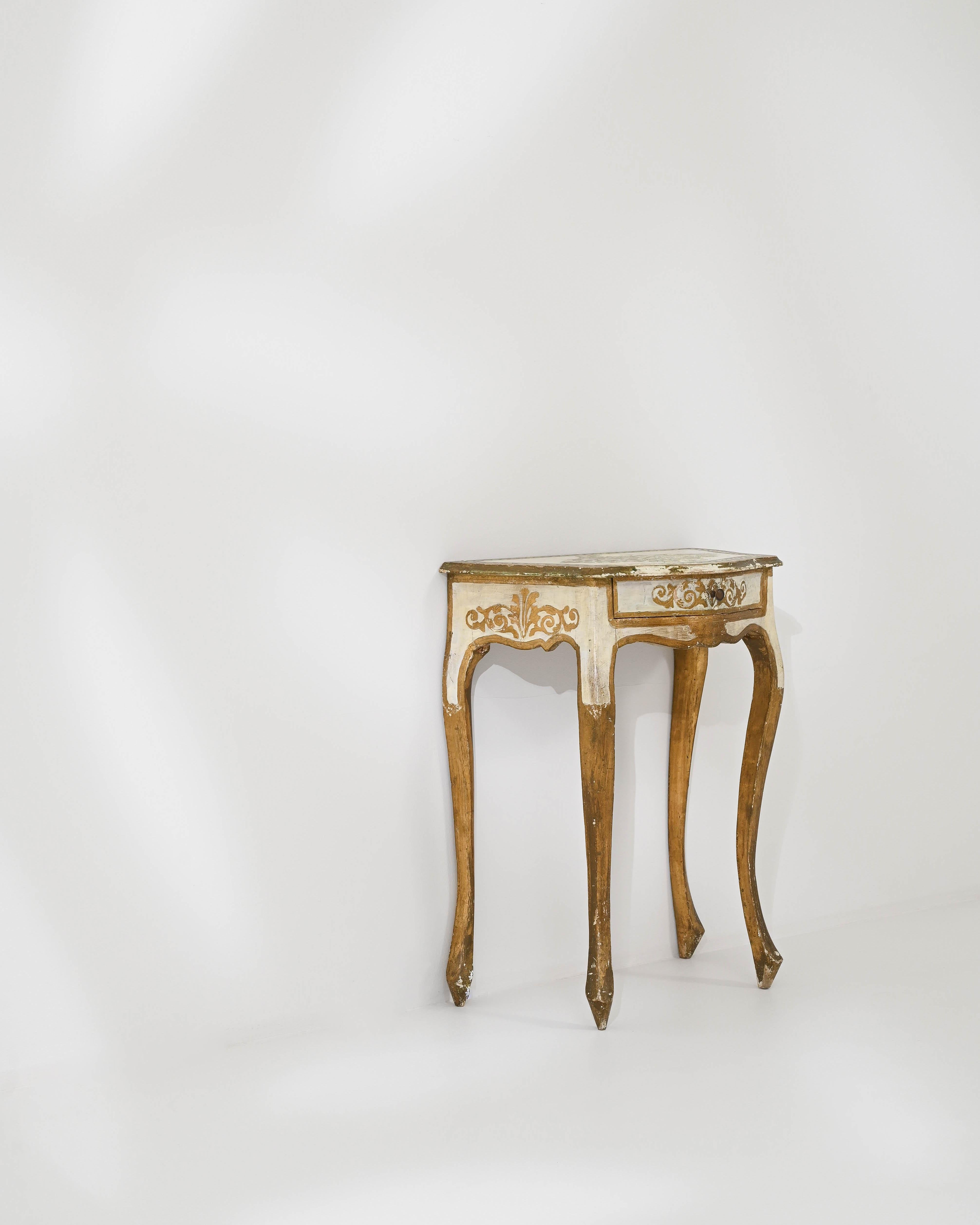 Patiné Table console italienne du 20ème siècle en Wood Wood patiné en vente