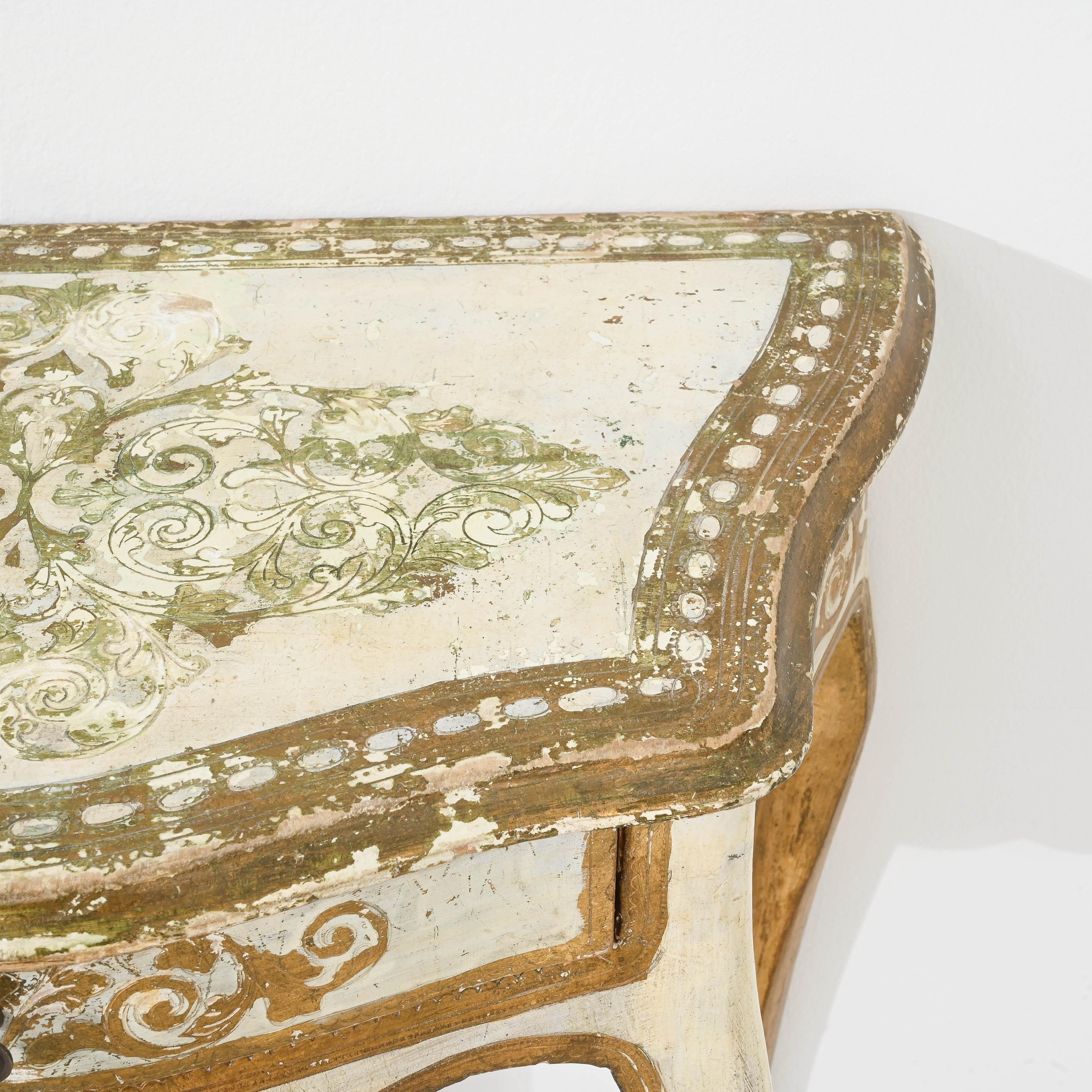 20ième siècle Table console italienne du 20ème siècle en Wood Wood patiné en vente