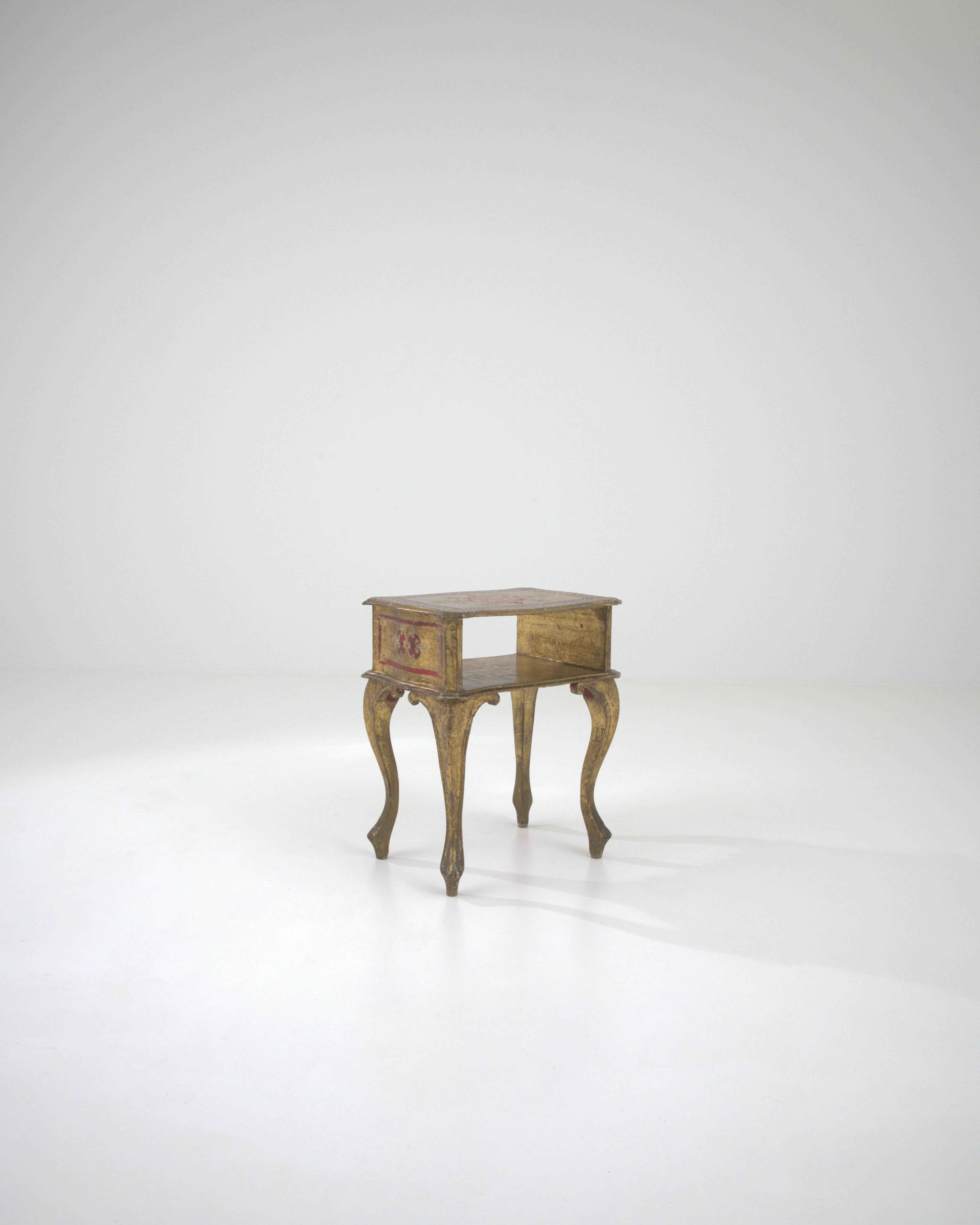 20th Century Italian Wood Patinated Side Table For Sale 1