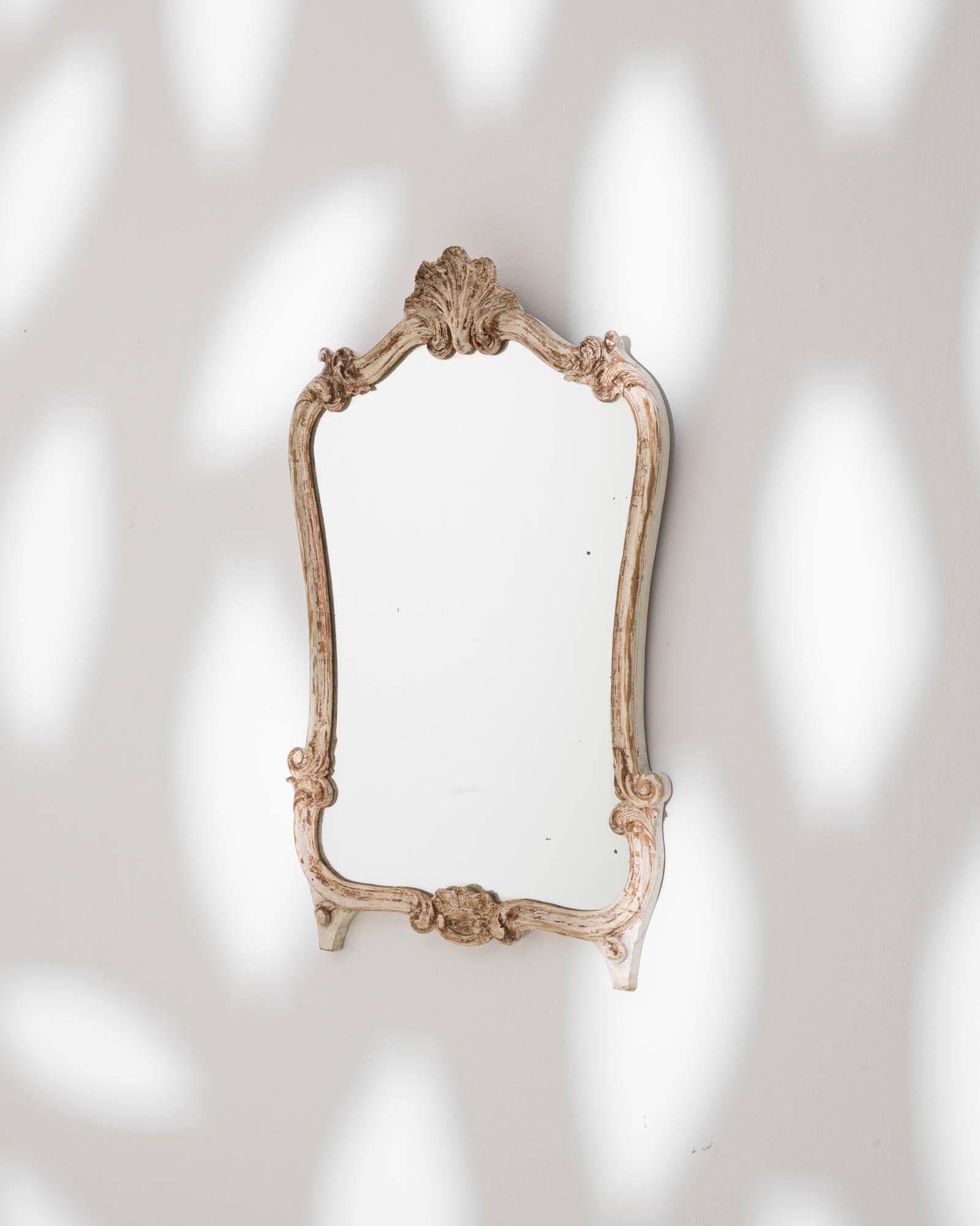 20th Century Italian Wood White Patinated Mirror For Sale 3