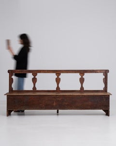 20th Century Italian Wooden Bench with Upholstered Seat