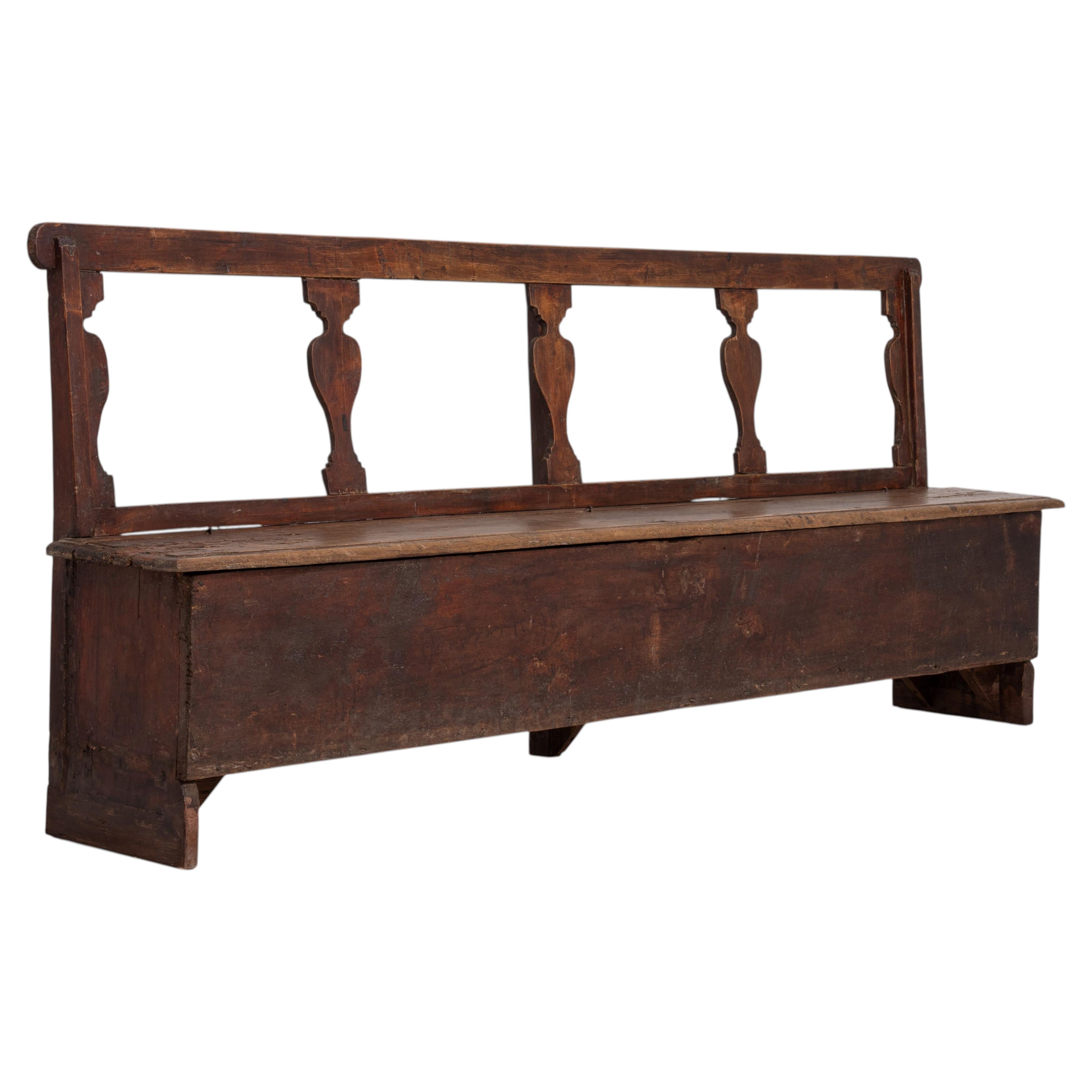 20th Century Italian Wooden Bench with Upholstered Seat