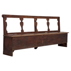 20th Century Italian Wooden Bench with Upholstered Seat