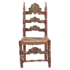 20th Century Italian Wooden Chair with Woven Seats 20th Century Italian Wooden Chair with Woven Seats