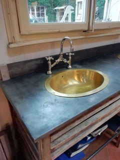 20th Century Italian Wooden Double Brass Sink Cupboard