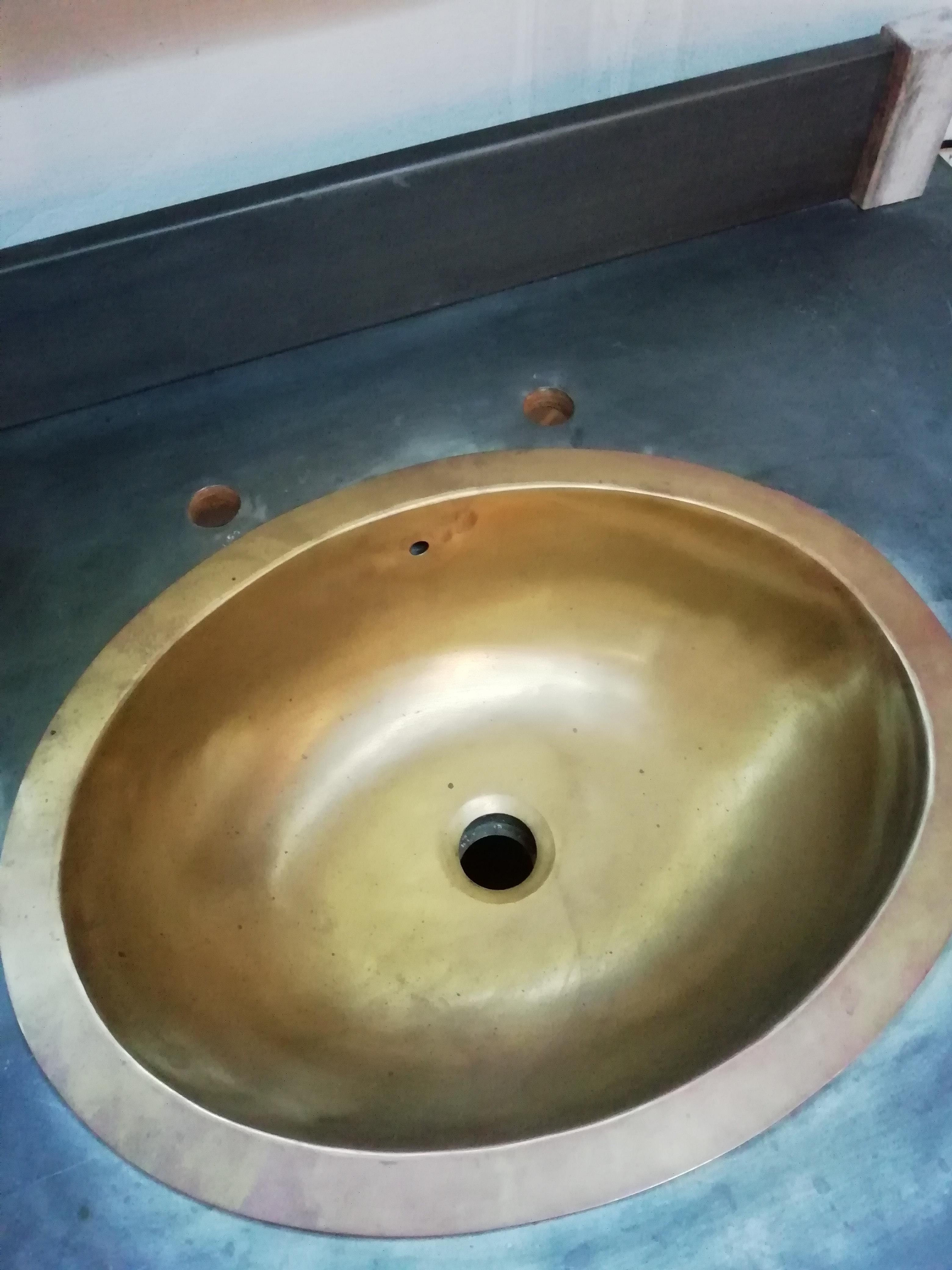 Mid-20th Century 20th Century Italian Wooden Double Brass Sink Cupboard For Sale