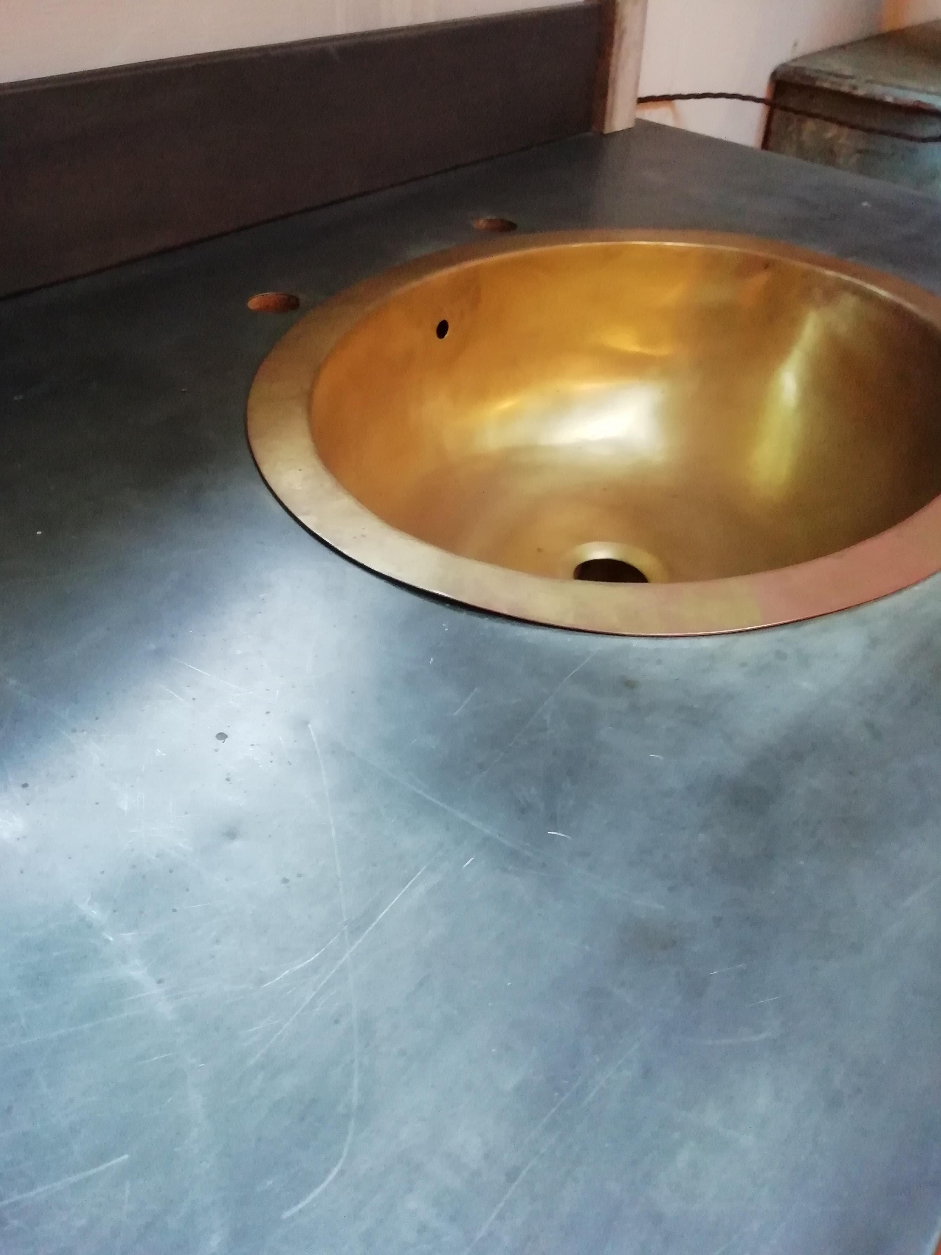 20th Century Italian Wooden Double Brass Sink Cupboard For Sale 2