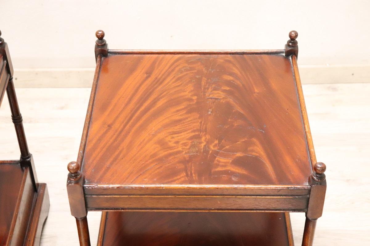 20th Century Italian Wooden Pair of Nightstands or Bedside Tables For Sale 1