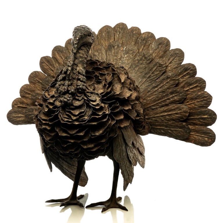 20th Century Italian Wrought Iron Turkey Sculpture Masterwork after