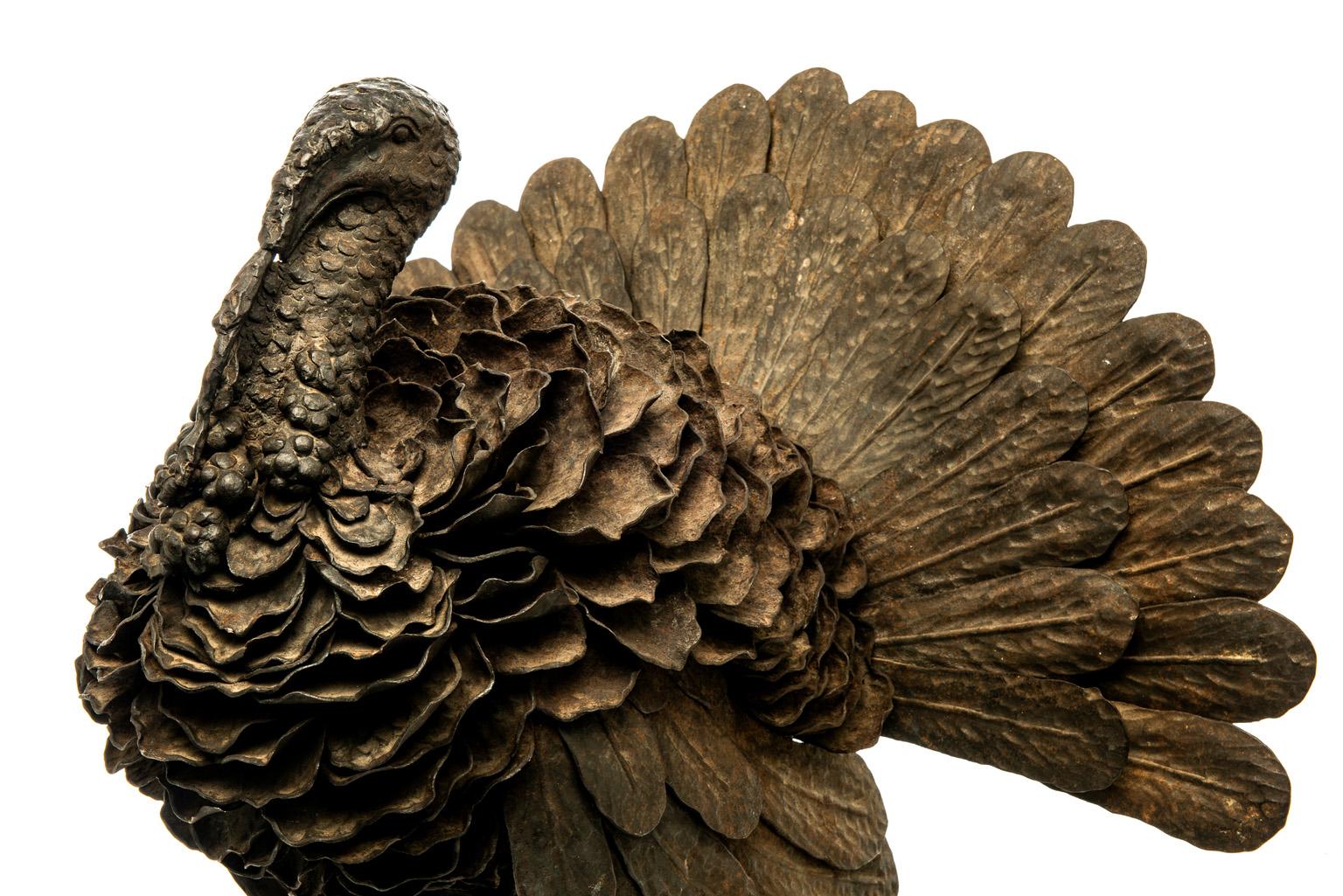 Italian 20th Century Turkey Sculpture wrought iron Masterwork after Mazzucotelli In Good Condition In Milan, IT