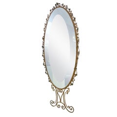 20th Century Italian Wrought Iron Wall, Floor Glass Mirror by Pier Luigi Colli