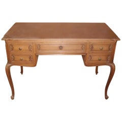 Used 20th Century, Italy 1950 Five Drawers, Louis XV Write Desk Sculptured Solid Wood