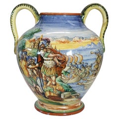 20th Century Italy Florentine Production Ceramic Vase, Signed