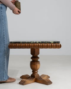 20th Century Italy Rich Walnut Brown Carved Pedestal Game Table