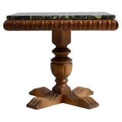 20th Century Italy Rich Walnut Brown Carved Pedestal Game Table