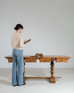 20th Century Italy Weathered Honey Oak Barley-Twist Console Table