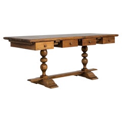 20th Century Italy Weathered Honey Oak Barley-Twist Console Table