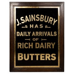 Vintage 20th Century J Sainsbury Dairy Produce Advertising Sign, c.1950