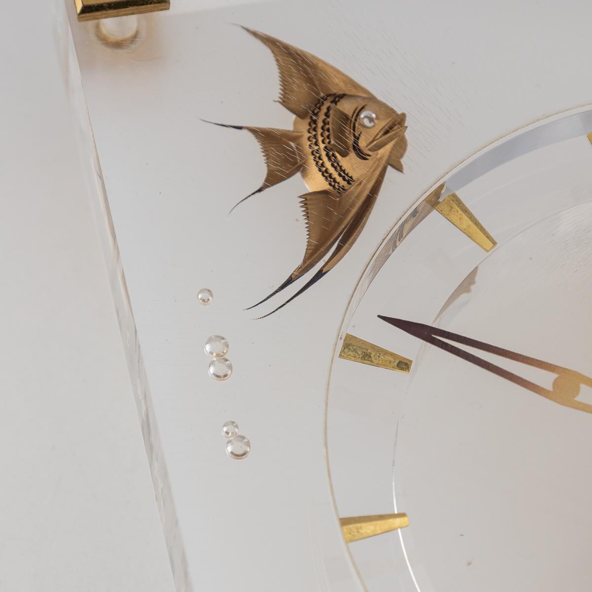20th Century Jaeger LeCoultre Brass & Lucite Mantel Clock, c.1960 For Sale 9