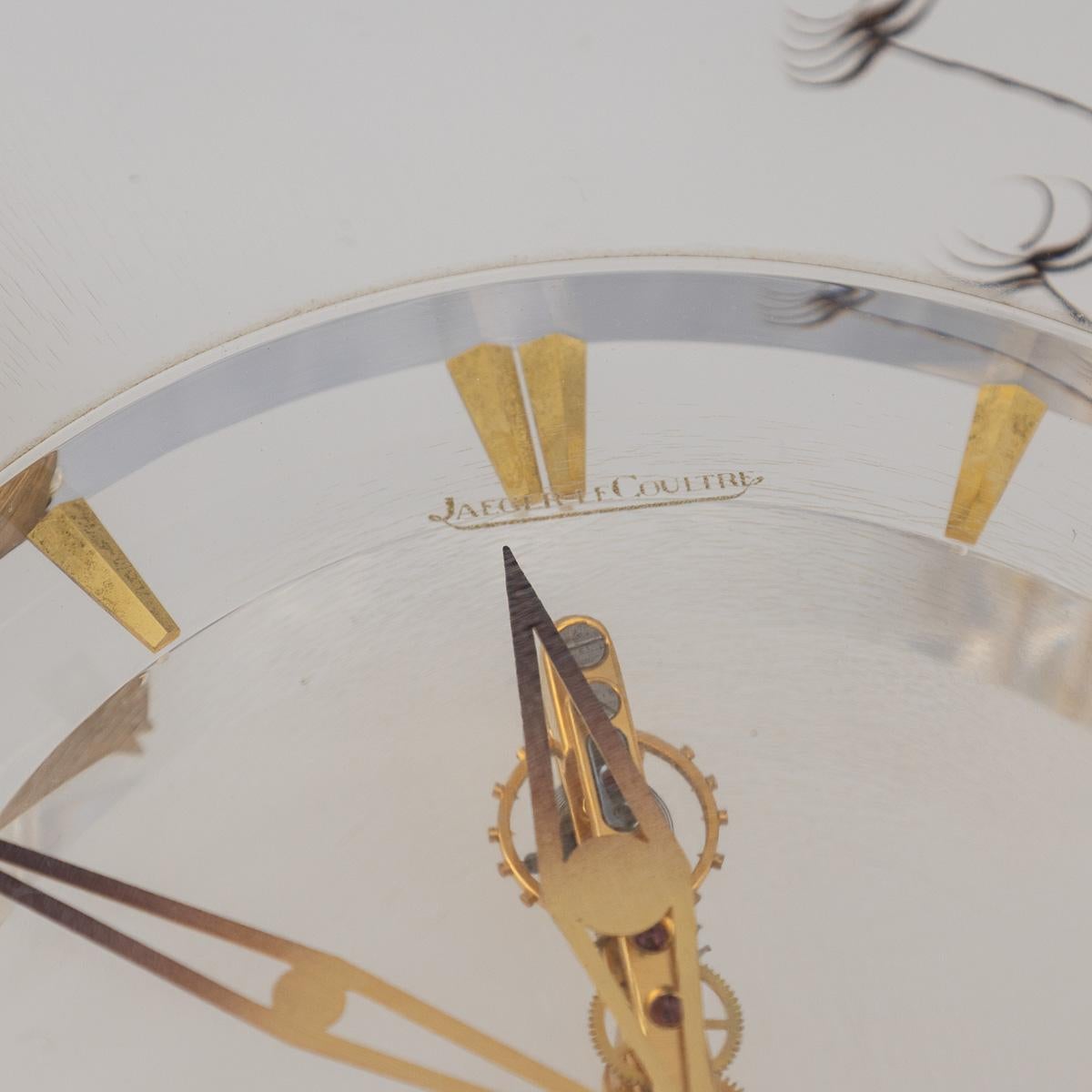 20th Century Jaeger LeCoultre Brass & Lucite Mantel Clock, c.1960 For Sale 14