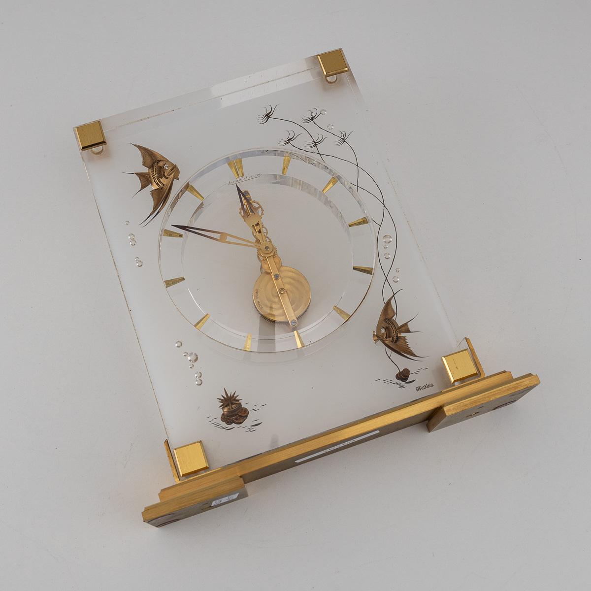 20th Century Jaeger LeCoultre Brass & Lucite Mantel Clock, c.1960 For Sale 2