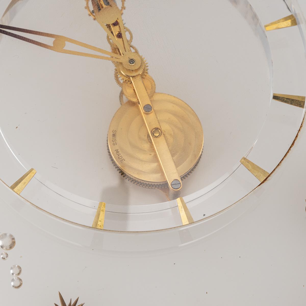 20th Century Jaeger LeCoultre Brass & Lucite Mantel Clock, c.1960 For Sale 4