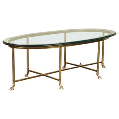 20th Century Jansen Style Brass Oval Coffee Table