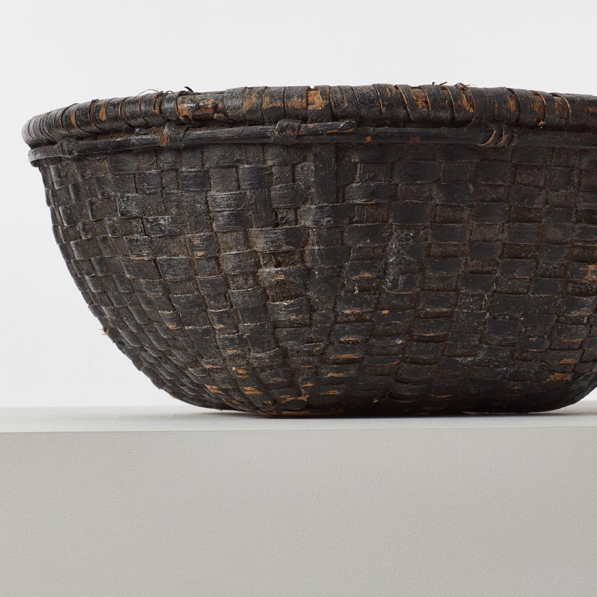 Hand-Woven 20th century Japanese antique vintage handwoven grain or fruit basket
