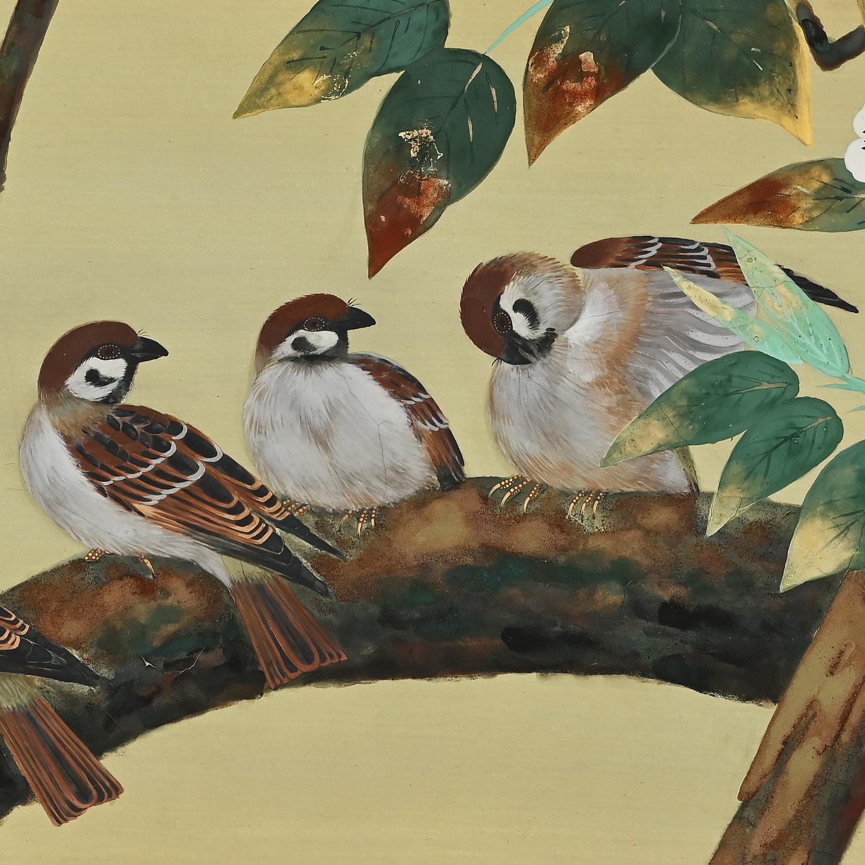 20th Century Japanese Bird & Flower Screen by Yoshida Choshu In Good Condition In Kyoto, JP