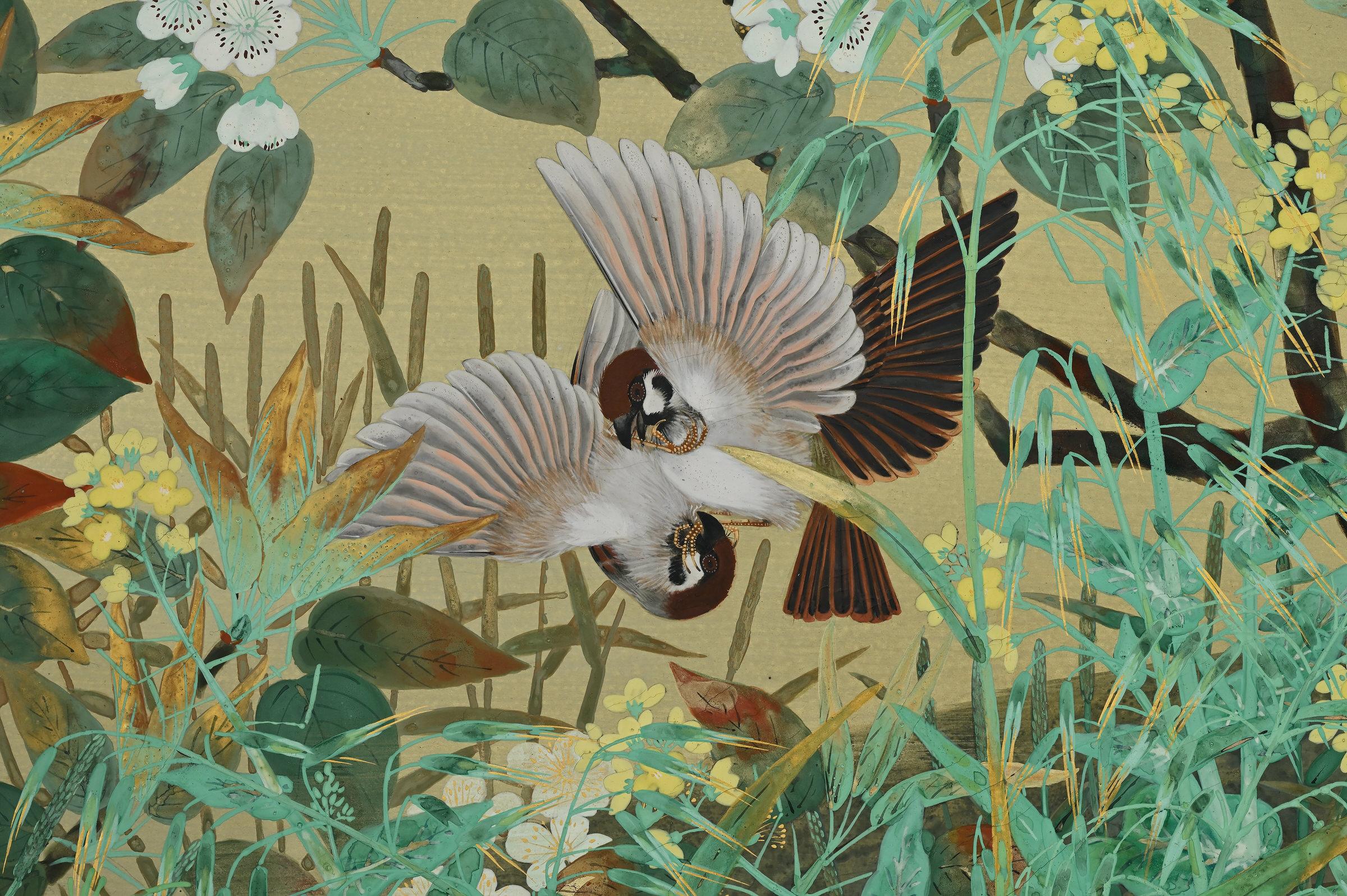 Mid-20th Century 20th Century Japanese Bird & Flower Screen by Yoshida Choshu