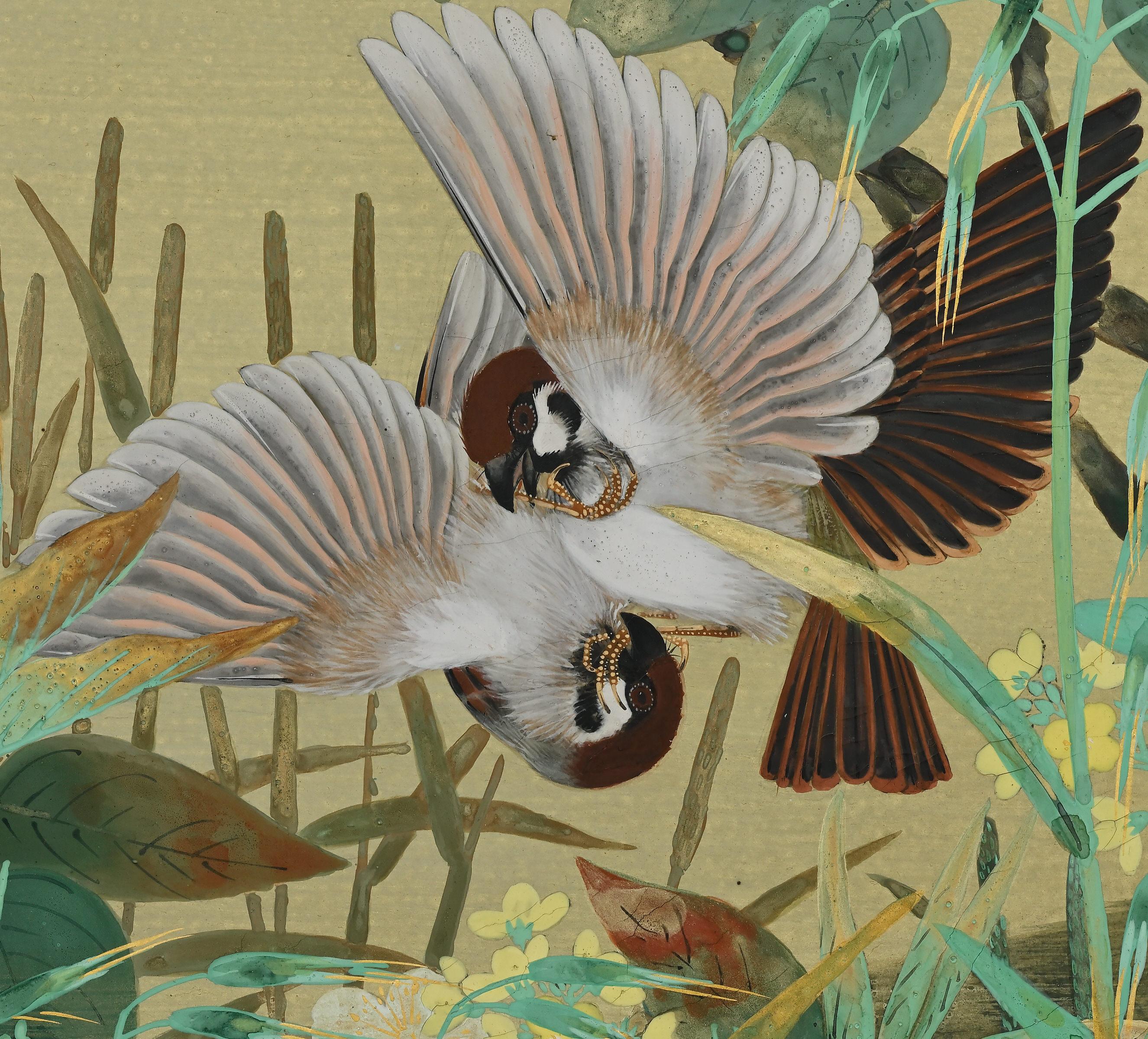 Paper 20th Century Japanese Bird & Flower Screen by Yoshida Choshu