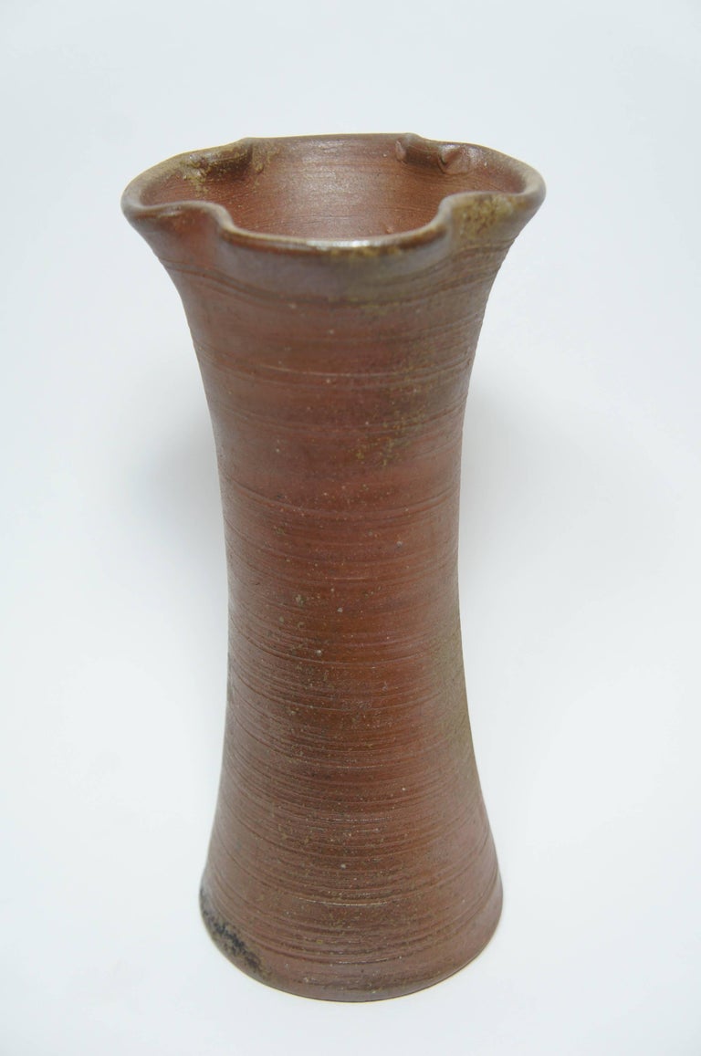Japanese Brown Unglazed Pottery Bizen Ware Vase, 1970s For Sale at