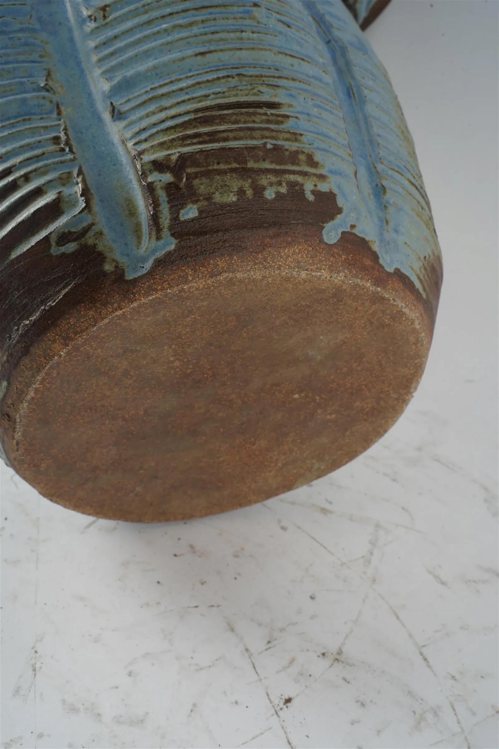 Ceramic Large 20th Century Japanese Blue-Glazed Dragon Vase For Sale