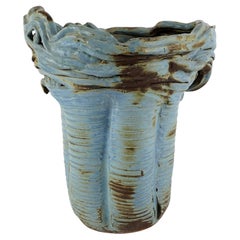 Large 20th Century Japanese Blue-Glazed Dragon Vase