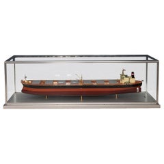 Used 20th Century Japanese Boardroom Display Model of a Tanker, circa 1971