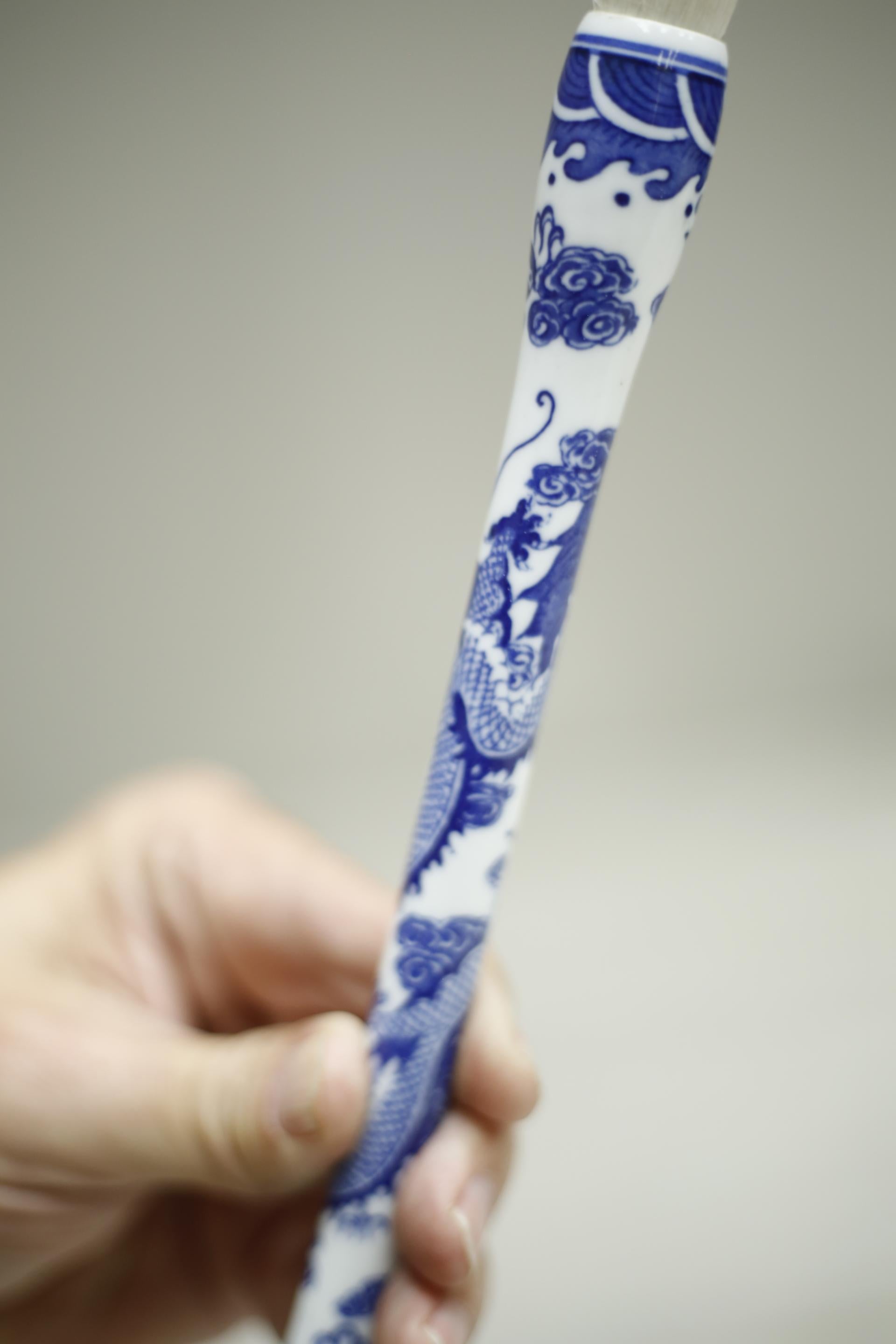 20th Century Japanese Calligraphy Brush, Porcelain In Excellent Condition In Malton, GB