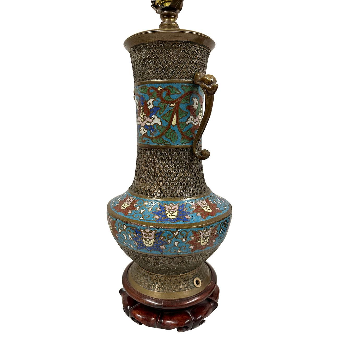 Metal 20th Century Japanese Cloisonne Lamp For Sale