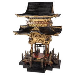 20th Century Japanese Gilt & Lacquered Carved Wood Pagoda, C.1900