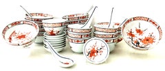20th Century Japanese Hand Painted Porcelain Dinnerware "Imari" Set of 35