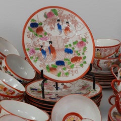 20th Century Japanese Large Collection of Japanese Hand-Painted Porcelain