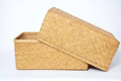 20th Century Japanese Lidded Kimono Basket 'Shibui'