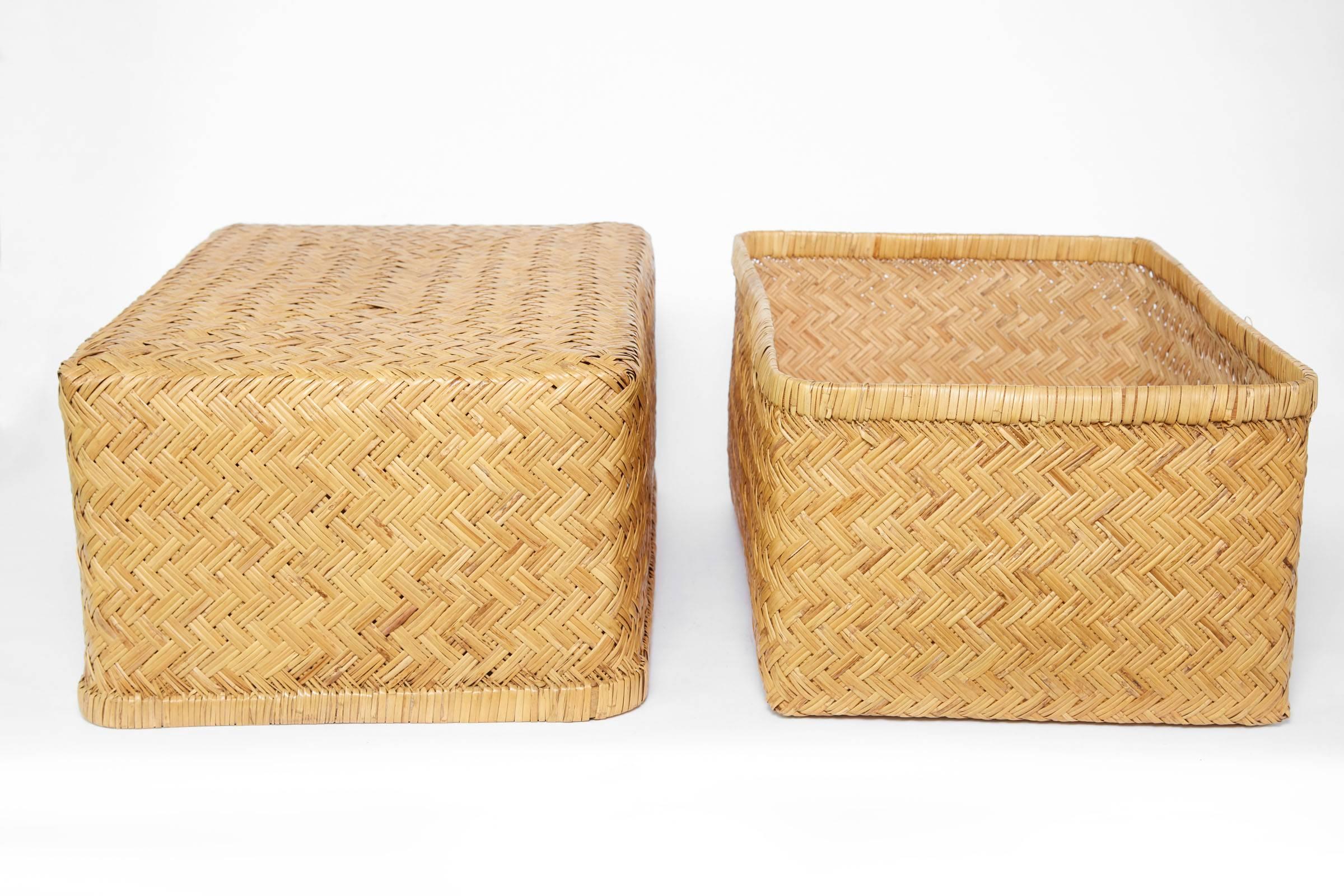 Hand-Woven 20th Century Japanese Lidded Kimono Basket 'Shibui'