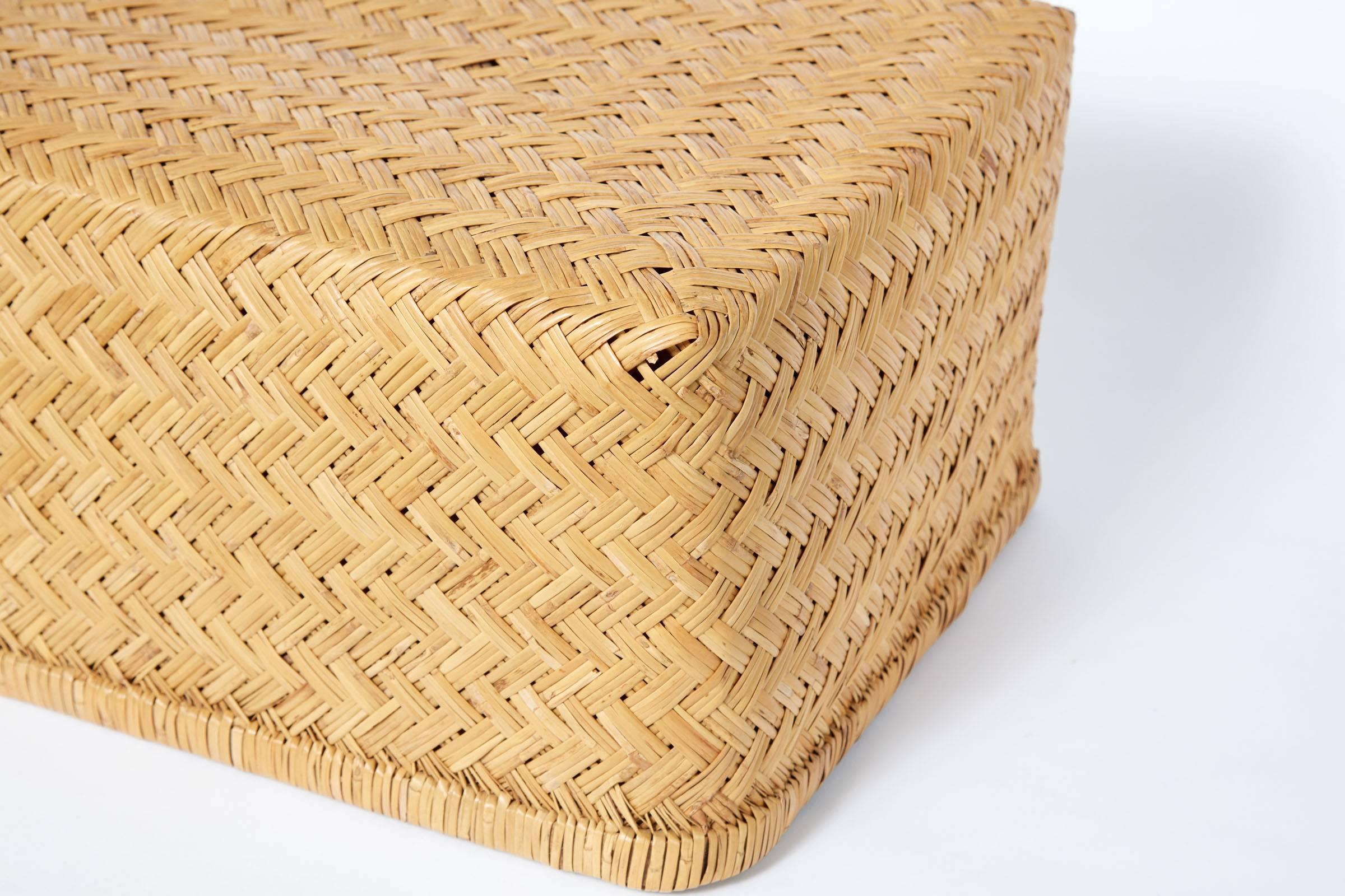Straw 20th Century Japanese Lidded Kimono Basket 'Shibui'