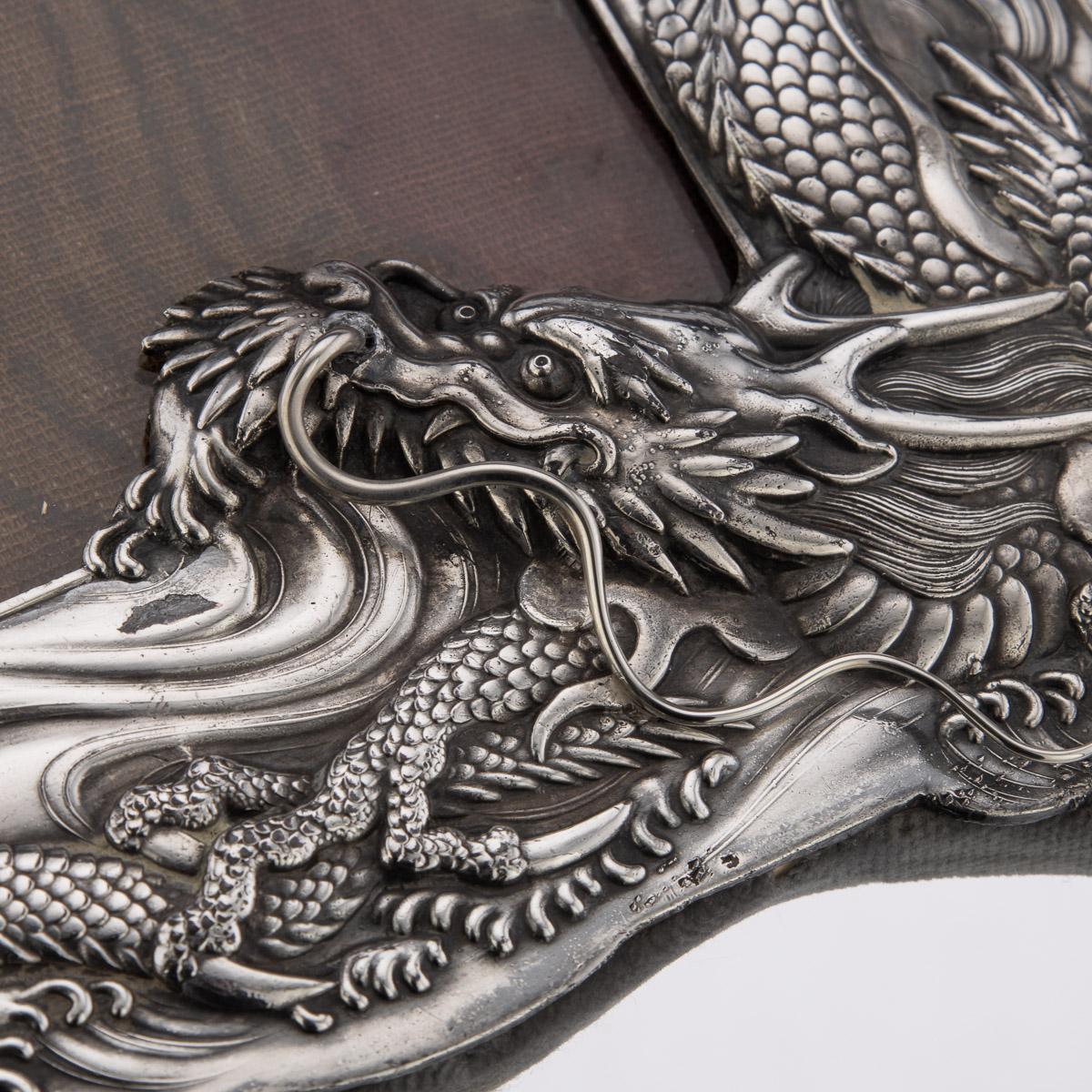 20th Century Japanese Meiji Period Solid Silver Dragon Photo Frame, c.1900 6