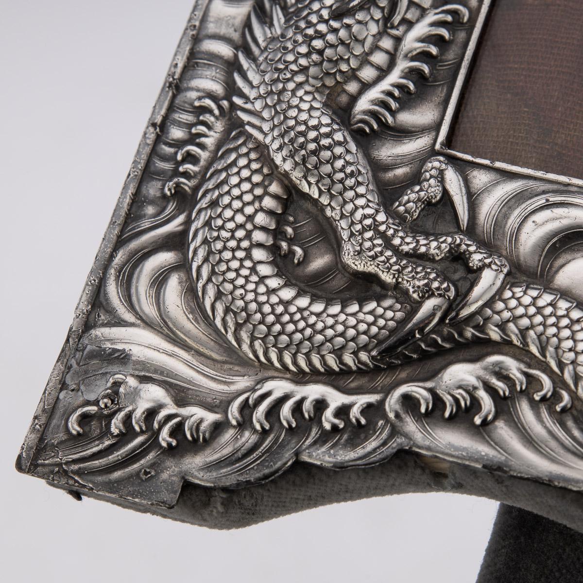 20th Century Japanese Meiji Period Solid Silver Dragon Photo Frame, c.1900 8