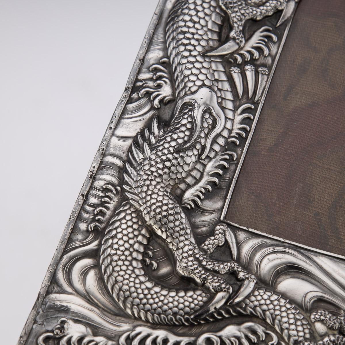 20th Century Japanese Meiji Period Solid Silver Dragon Photo Frame, c.1900 9